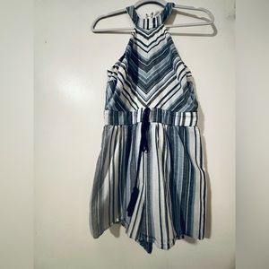 Super Flattering Striped Halter Romper